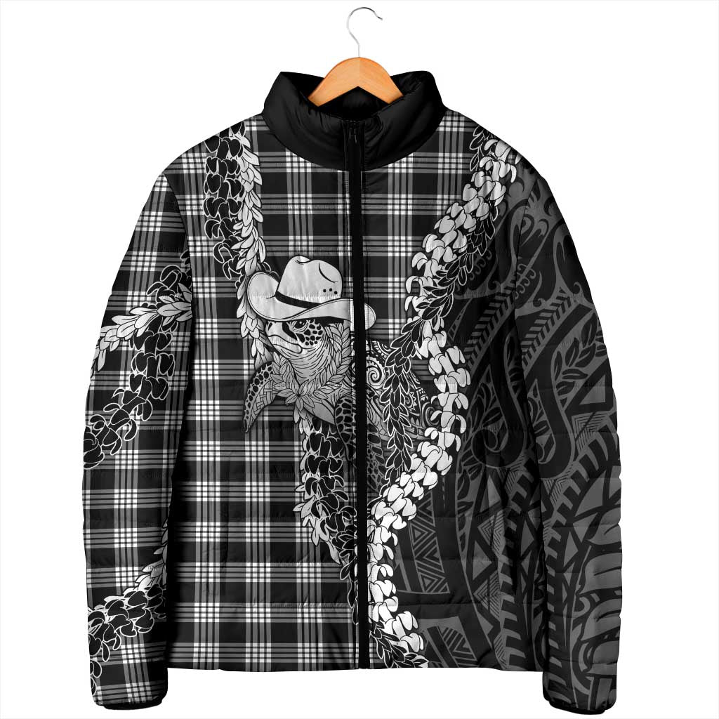 Black Hawaii Palaka Cowboy Turtle Padded Jacket Hawaiian Paniolo Puakenikeni Maile Lei