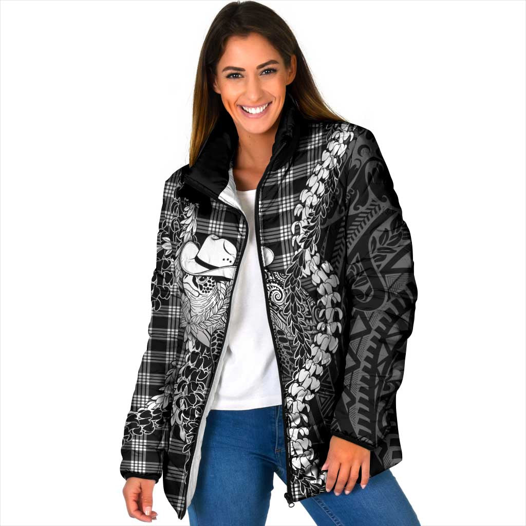 Black Hawaii Palaka Cowboy Turtle Padded Jacket Hawaiian Paniolo Puakenikeni Maile Lei