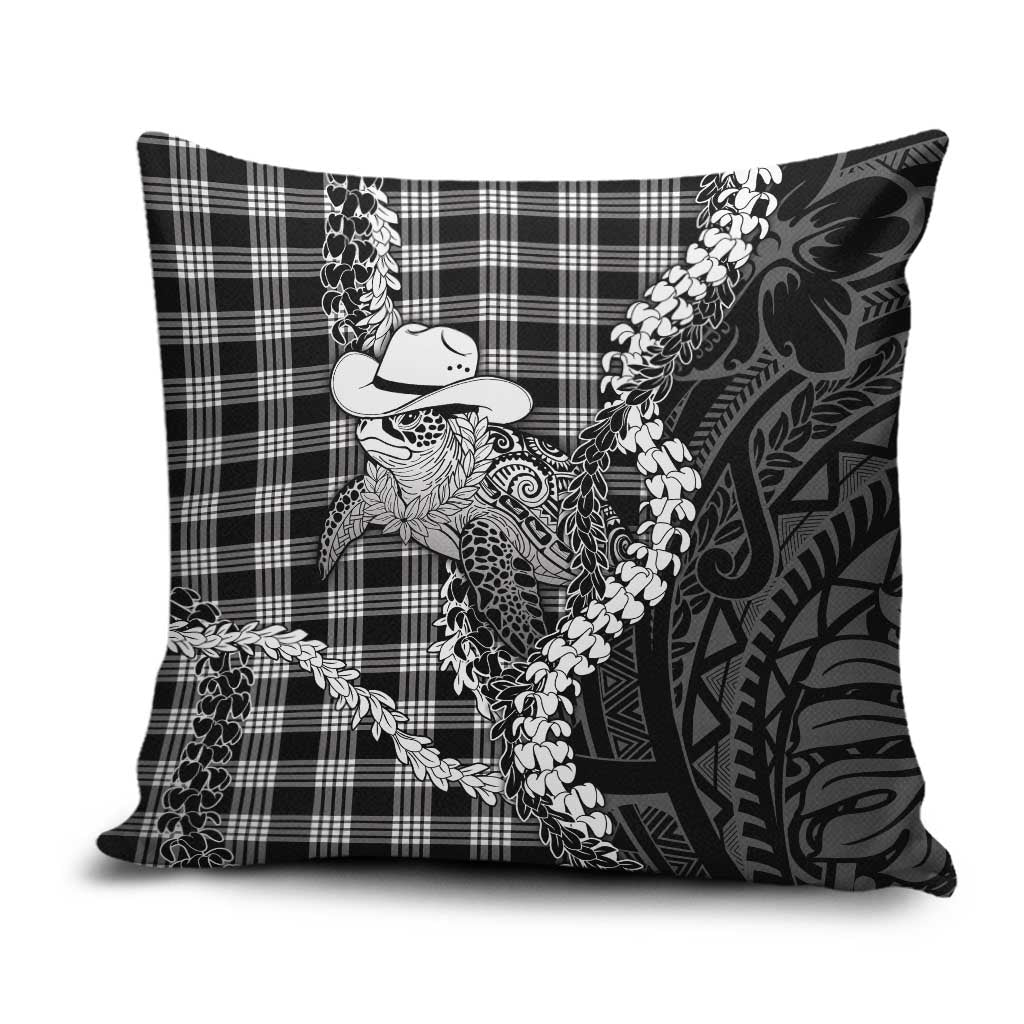 Black Hawaii Palaka Cowboy Turtle Pillow Cover Hawaiian Paniolo Puakenikeni Maile Lei DT05 Black - Polynesian Pride