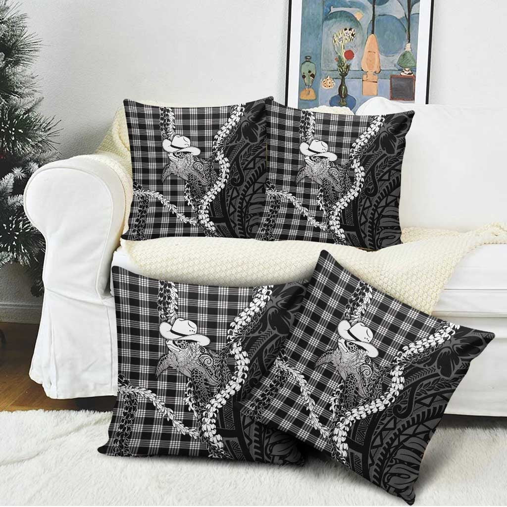 Black Hawaii Palaka Cowboy Turtle Pillow Cover Hawaiian Paniolo Puakenikeni Maile Lei DT05 - Polynesian Pride