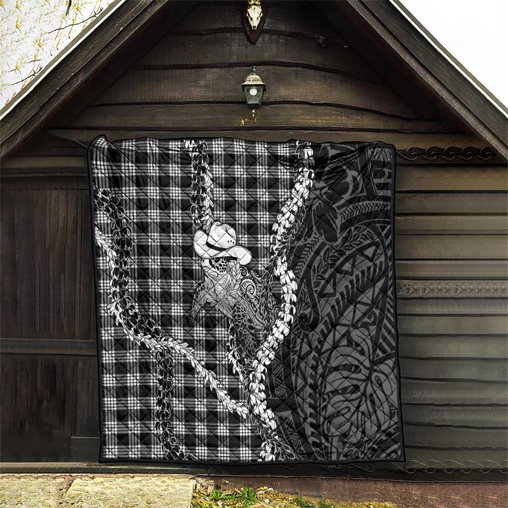 Black Hawaii Palaka Cowboy Turtle Quilt Hawaiian Paniolo Puakenikeni Maile Lei
