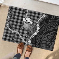 Black Hawaii Palaka Cowboy Turtle Rubber Doormat Hawaiian Paniolo Puakenikeni Maile Lei DT05 - Polynesian Pride