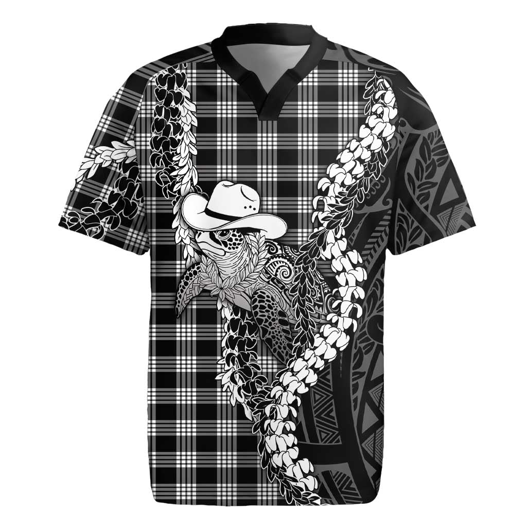Black Hawaii Palaka Cowboy Turtle Rugby Jersey Hawaiian Paniolo Puakenikeni Maile Lei DT05 Black - Polynesian Pride