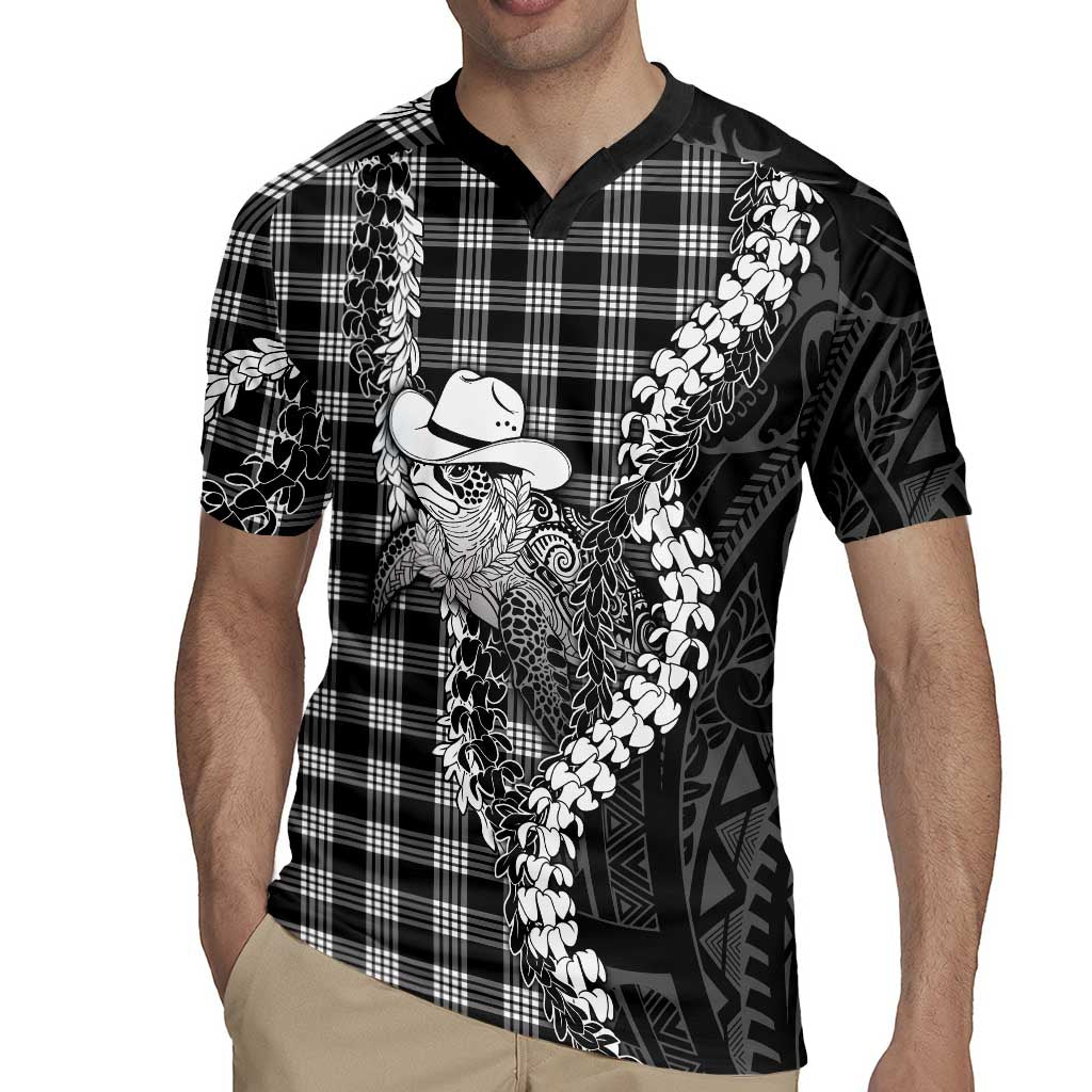 Black Hawaii Palaka Cowboy Turtle Rugby Jersey Hawaiian Paniolo Puakenikeni Maile Lei DT05 - Polynesian Pride