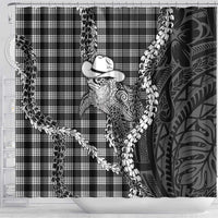 Black Hawaii Palaka Cowboy Turtle Shower Curtain Hawaiian Paniolo Puakenikeni Maile Lei DT05 - Polynesian Pride