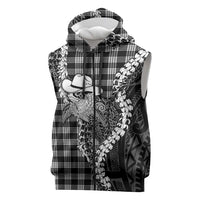 Black Hawaii Palaka Cowboy Turtle Sleeveless Zip Hoodie Hawaiian Paniolo Puakenikeni Maile Lei DT05 Black - Polynesian Pride