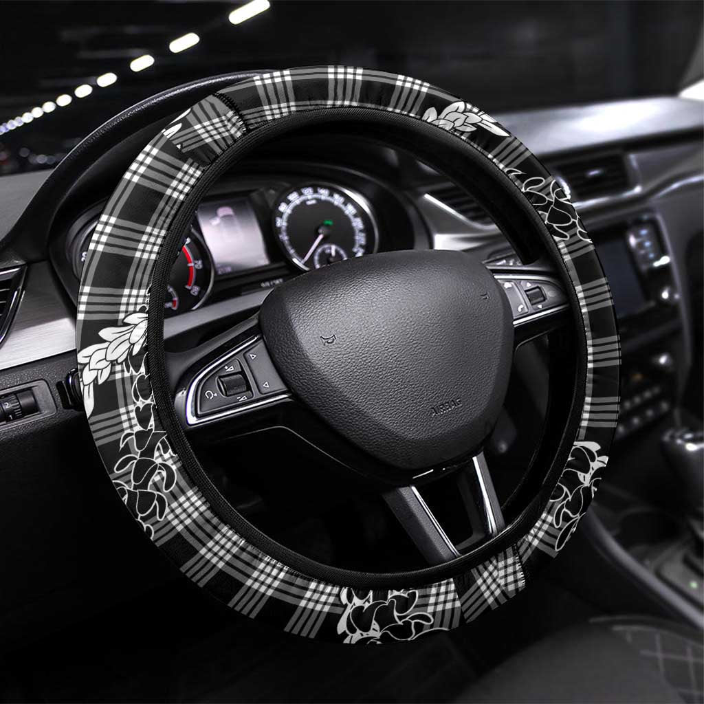 Black Hawaii Palaka Cowboy Turtle Steering Wheel Cover Hawaiian Paniolo Puakenikeni Maile Lei