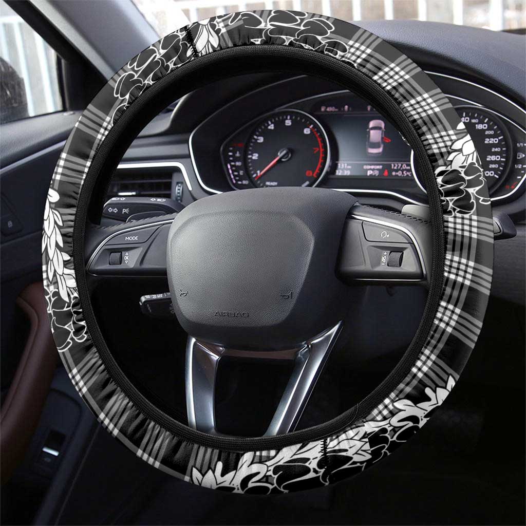Black Hawaii Palaka Cowboy Turtle Steering Wheel Cover Hawaiian Paniolo Puakenikeni Maile Lei
