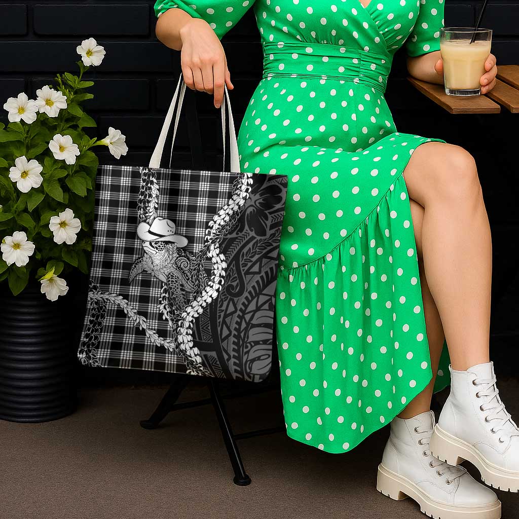 Black Hawaii Palaka Cowboy Turtle Tote Bag Hawaiian Paniolo Puakenikeni Maile Lei DT05 - Polynesian Pride