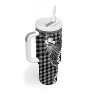 Black Hawaii Palaka Cowboy Turtle Tumbler With Handle Hawaiian Paniolo Puakenikeni Maile Lei DT05 - Polynesian Pride