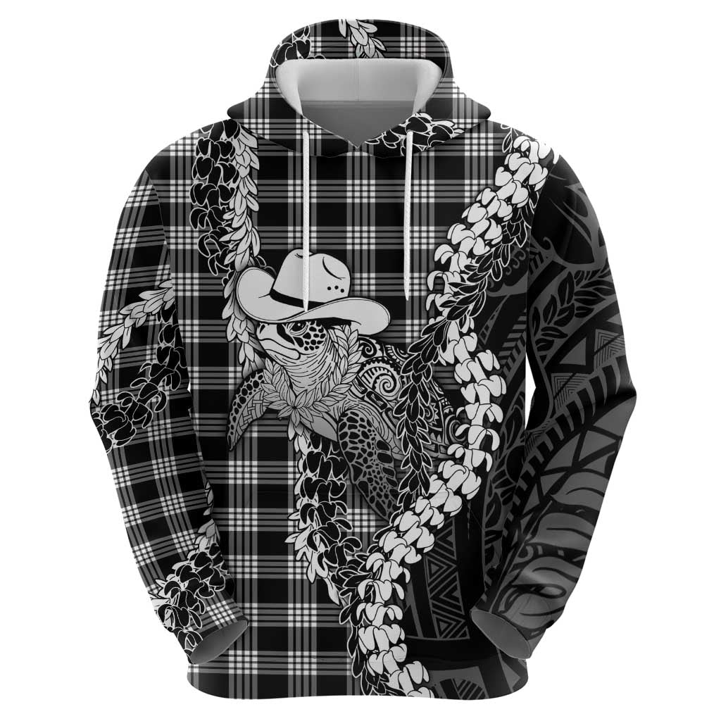 Black Hawaii Palaka Cowboy Turtle Zip Hoodie Hawaiian Paniolo Puakenikeni Maile Lei DT05 - Polynesian Pride