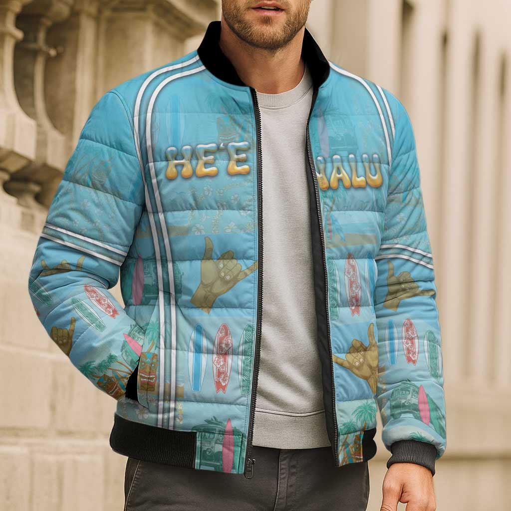 Custom Hawaii Surfing Bomber Puffer Jacket He'e Nalu