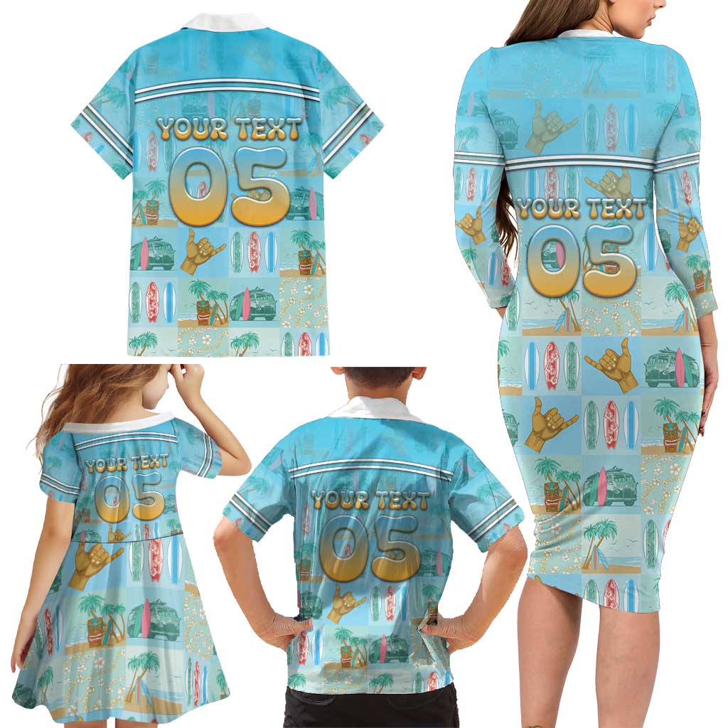 Custom Hawaii Surfing Family Matching Long Sleeve Bodycon Dress and Hawaiian Shirt He'e Nalu DT05 - Polynesian Pride