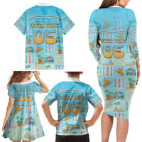 Custom Hawaii Surfing Family Matching Long Sleeve Bodycon Dress and Hawaiian Shirt He'e Nalu DT05 - Polynesian Pride