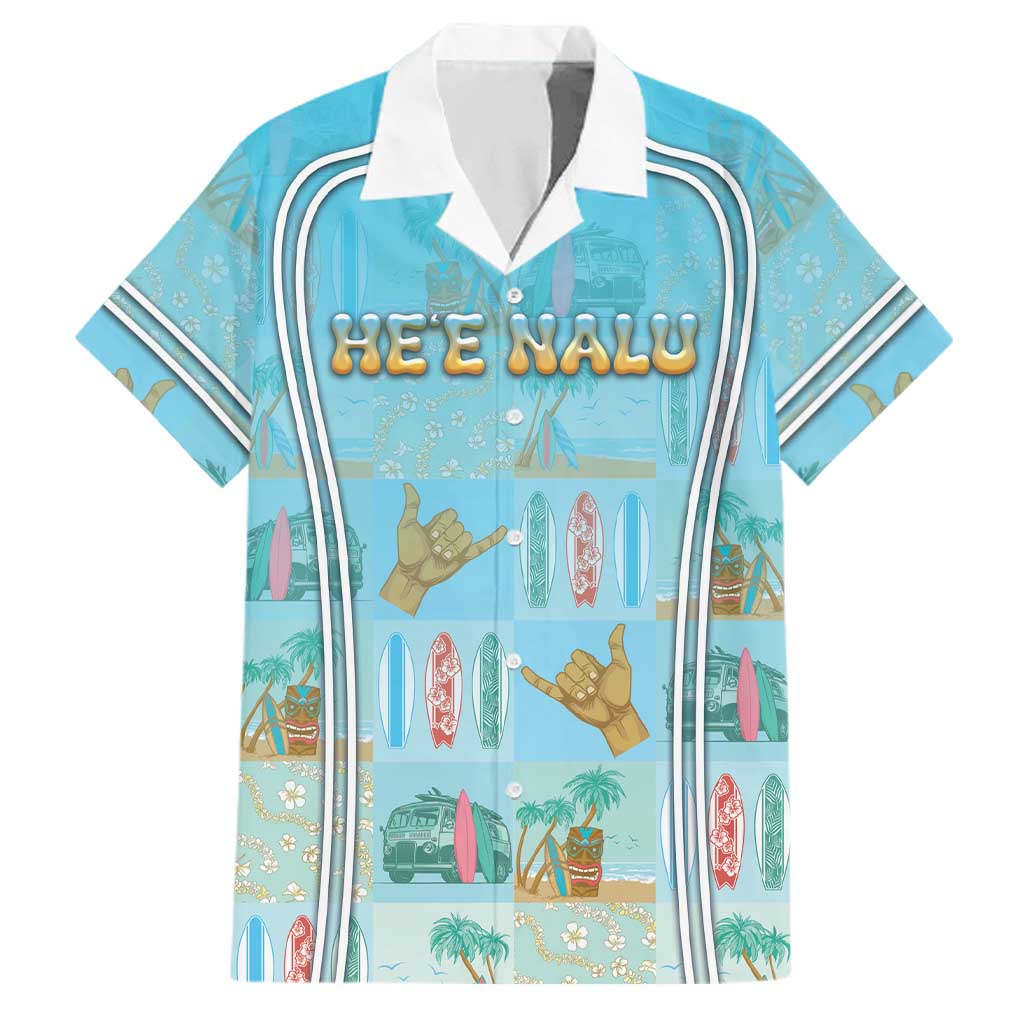 Custom Hawaii Surfing Family Matching Mermaid Dress and Hawaiian Shirt He'e Nalu DT05 Dad's Shirt - Short Sleeve Blue - Polynesian Pride