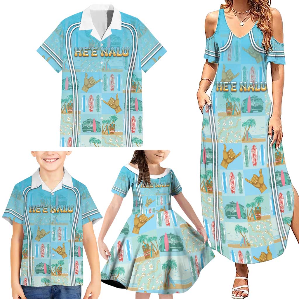 Custom Hawaii Surfing Family Matching Summer Maxi Dress and Hawaiian Shirt He'e Nalu DT05 - Polynesian Pride