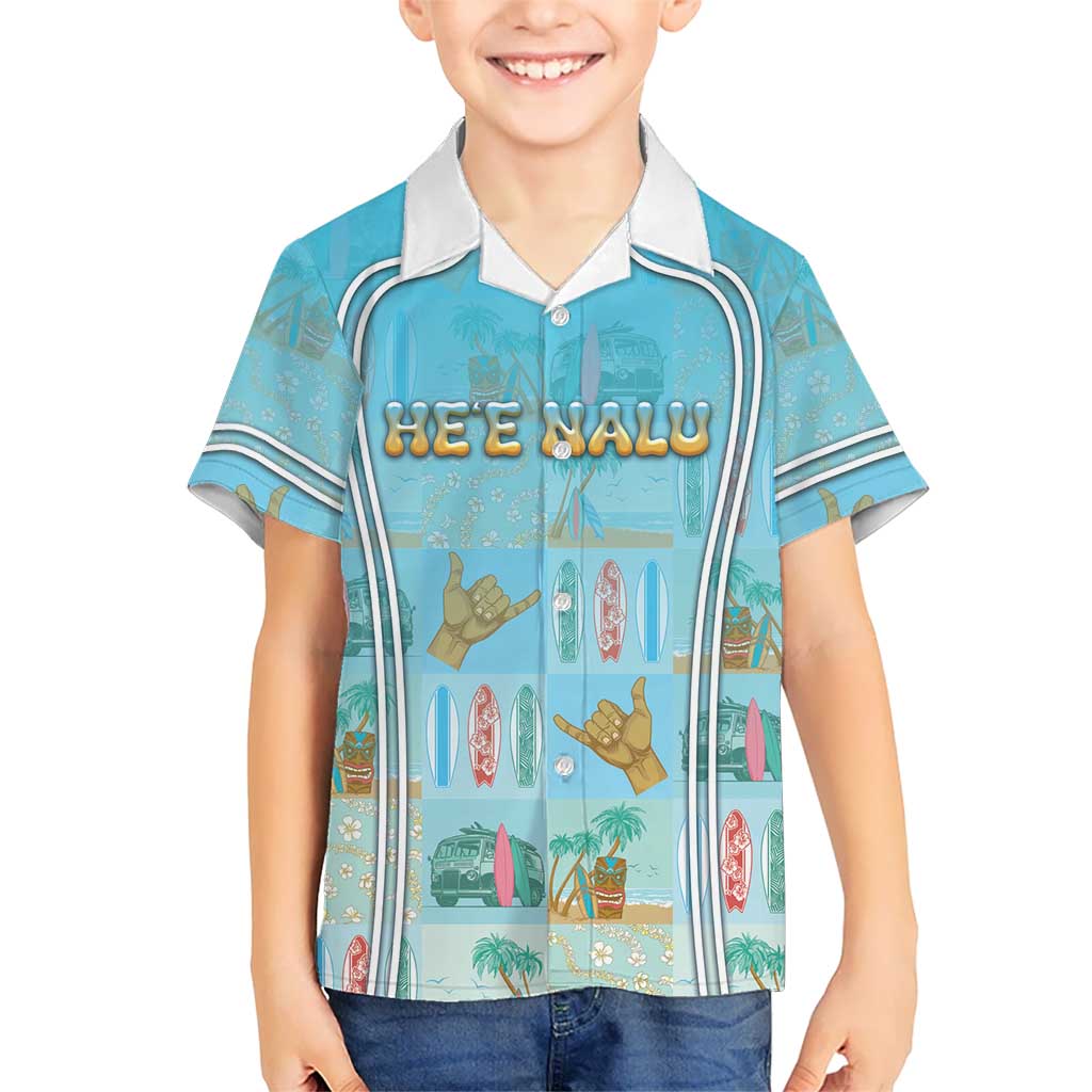 Custom Hawaii Surfing Kid Hawaiian Shirt He'e Nalu DT05 Kid Blue - Polynesian Pride