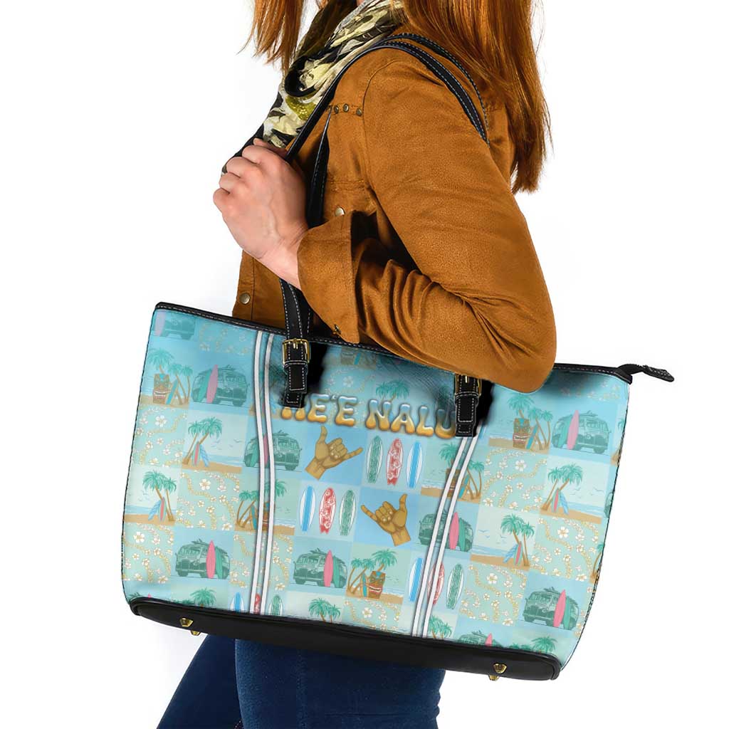 Hawaii Surfing Leather Tote Bag He'e Nalu