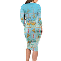 Custom Hawaii Surfing Long Sleeve Bodycon Dress He'e Nalu