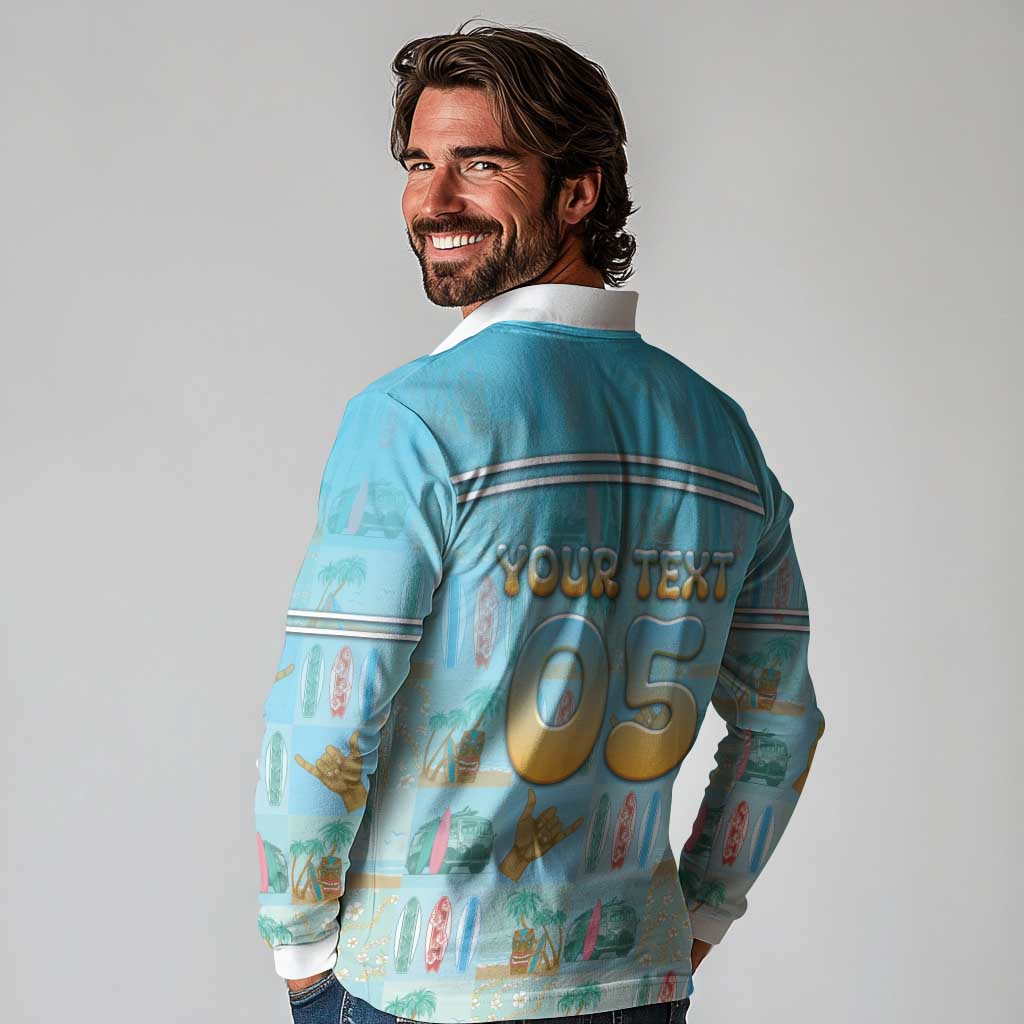 Custom Hawaii Surfing Long Sleeve Polo Shirt He'e Nalu