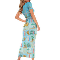 Custom Hawaii Surfing Short Sleeve Bodycon Dress He'e Nalu DT05 - Polynesian Pride