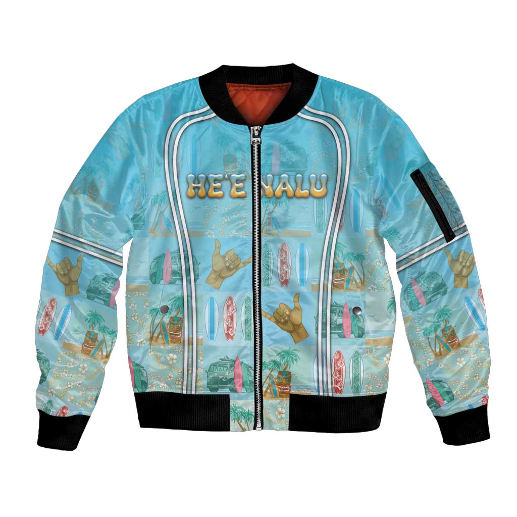 Custom Hawaii Surfing Sleeve Zip Bomber Jacket He'e Nalu