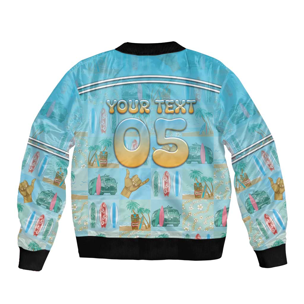 Custom Hawaii Surfing Sleeve Zip Bomber Jacket He'e Nalu