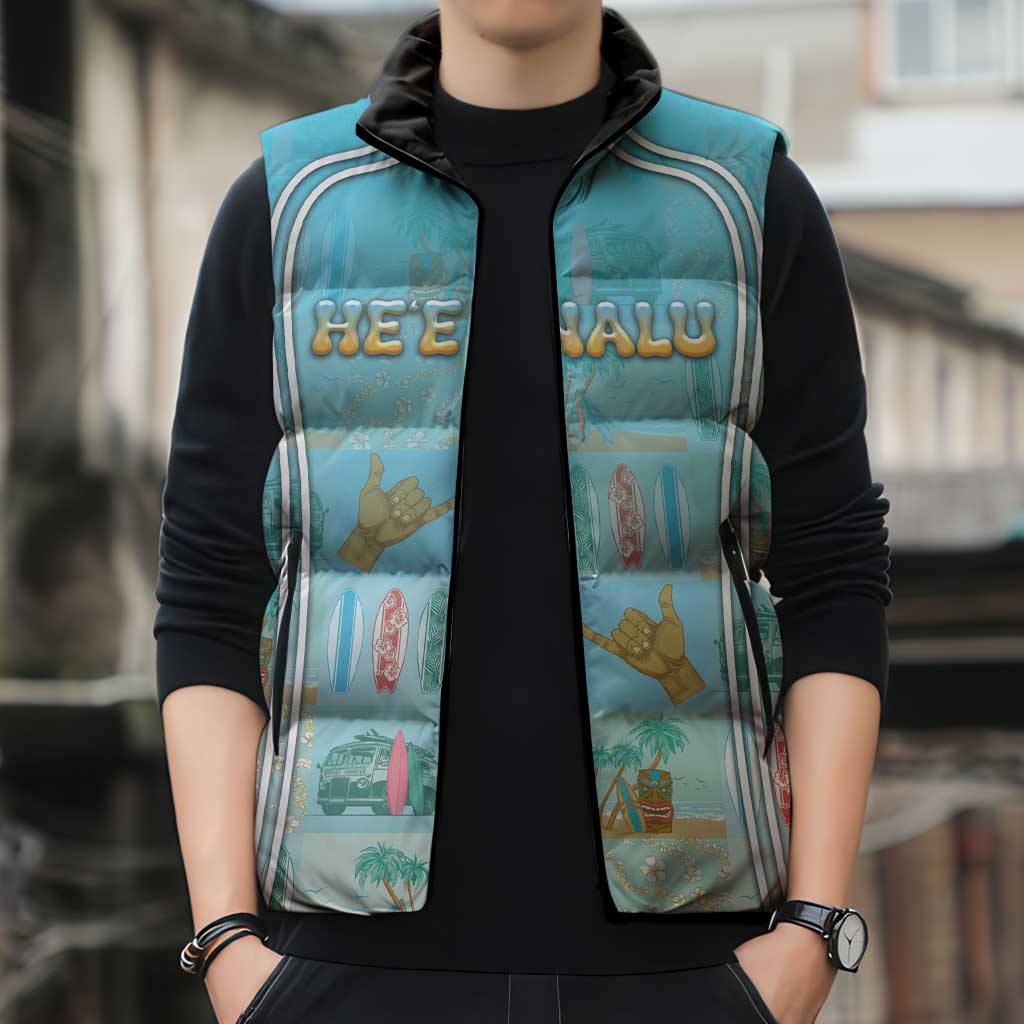 Custom Hawaii Surfing Sleeveless Puffer Jacket He'e Nalu
