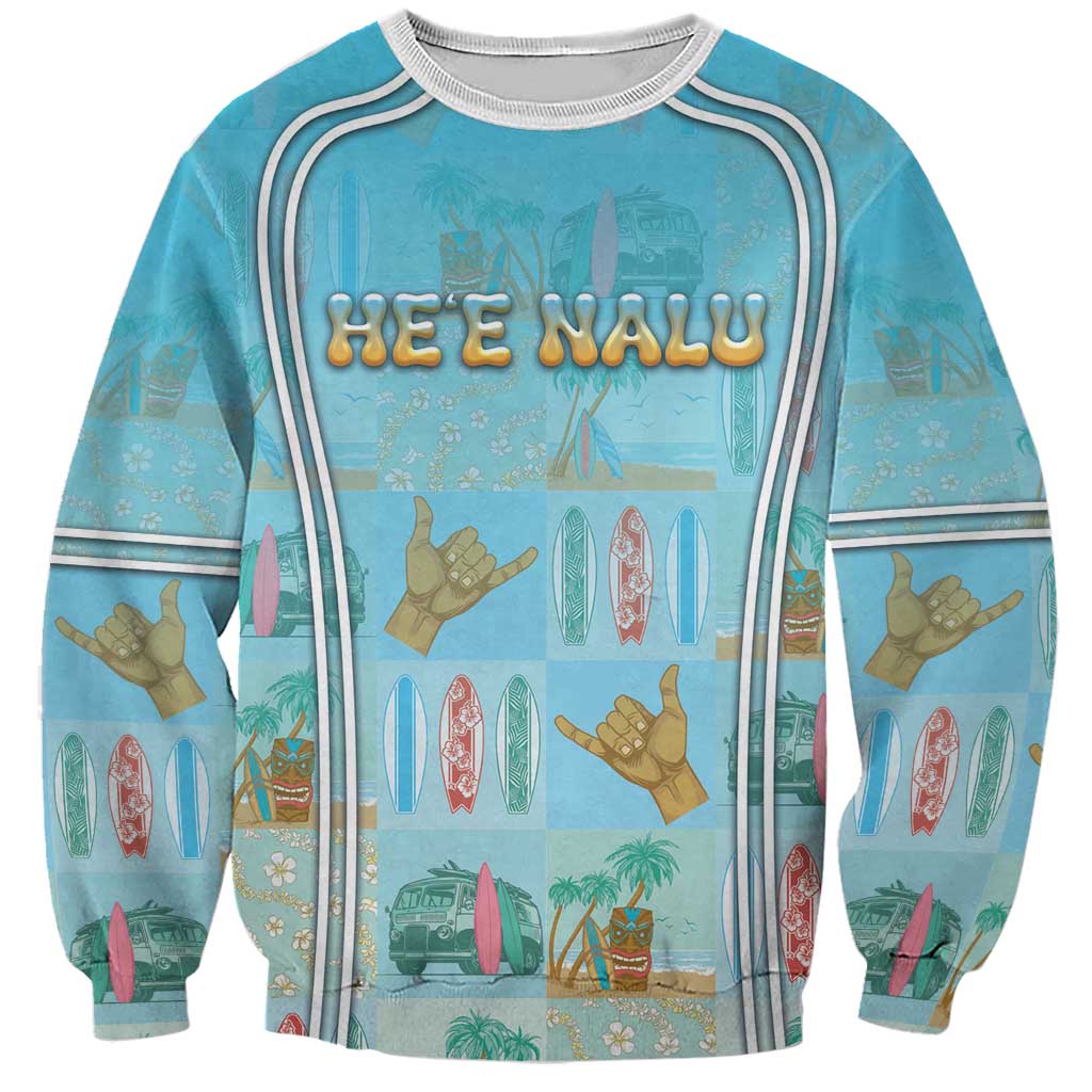 Custom Hawaii Surfing Sweatshirt He'e Nalu DT05 Unisex Blue - Polynesian Pride
