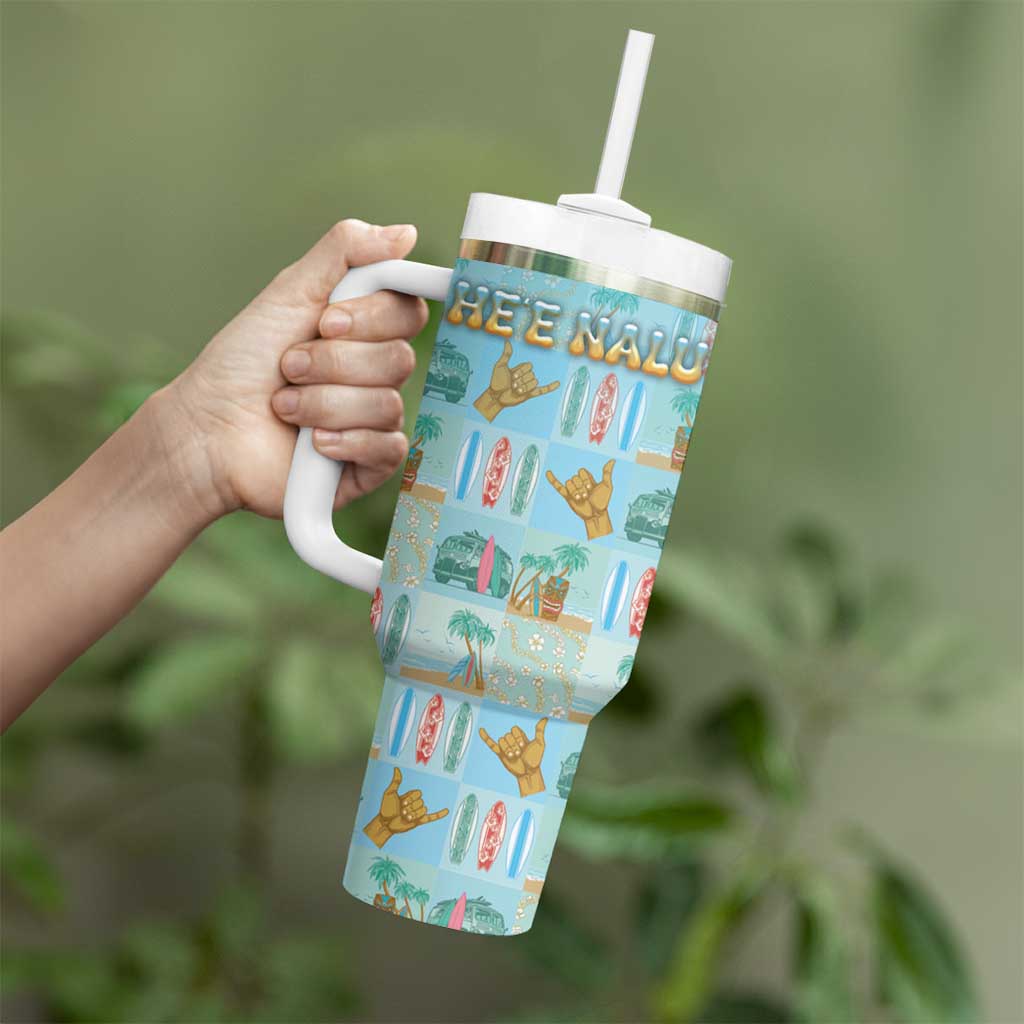 Custom Hawaii Surfing Tumbler With Handle He'e Nalu