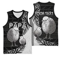 Personalised New Zealand Father's Day Basketball Jersey Papa Kiwi Bird Tribal Pattern DT05 - Polynesian Pride