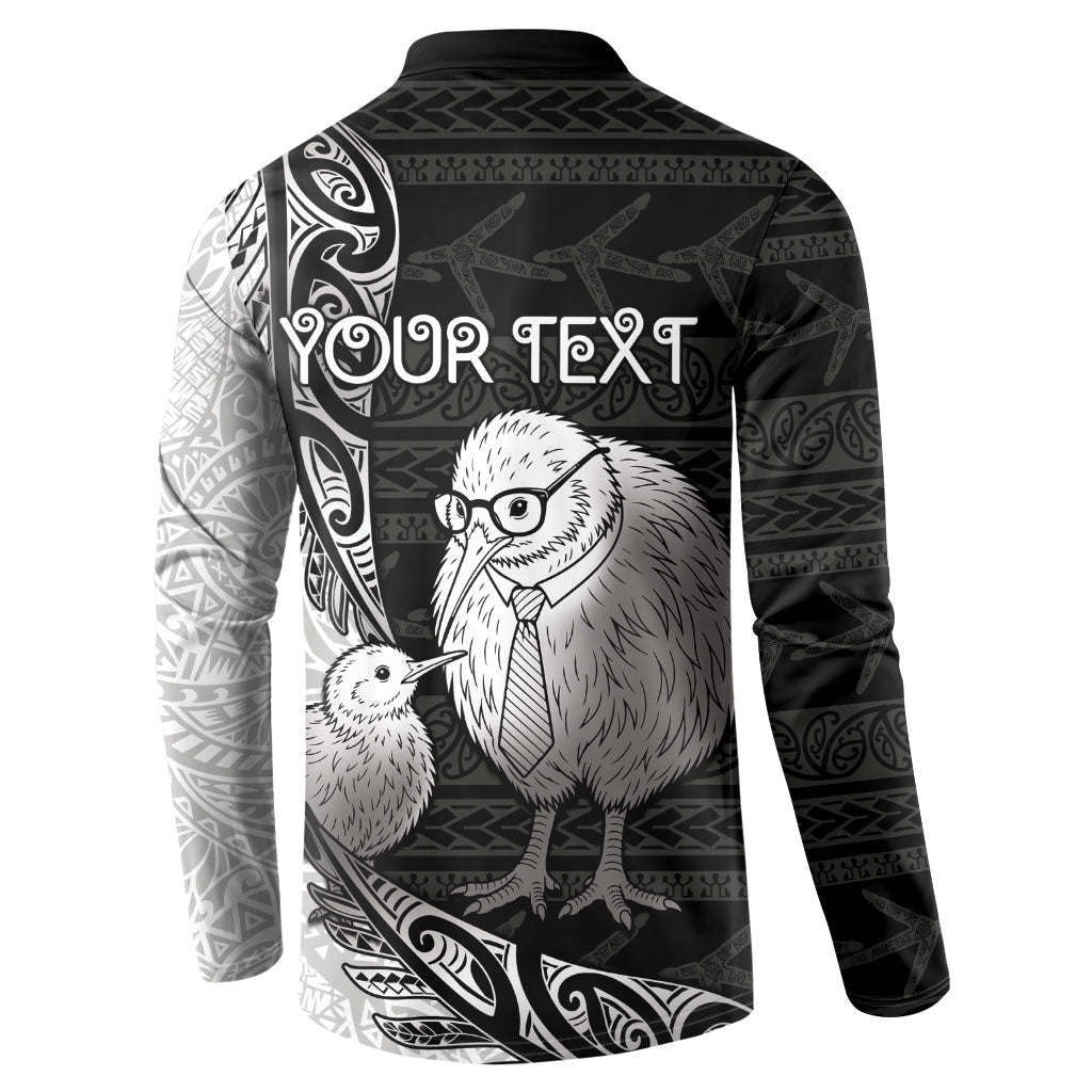 Personalised New Zealand Father's Day Button Sweatshirt Papa Kiwi Bird Tribal Pattern DT05 - Polynesian Pride