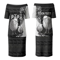 Personalised New Zealand Father's Day Couples Matching Puletasi and Hawaiian Shirt Papa Kiwi Bird Tribal Pattern DT05 - Polynesian Pride