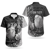 Personalised New Zealand Father's Day Couples Matching Tank Maxi Dress and Hawaiian Shirt Papa Kiwi Bird Tribal Pattern DT05 - Polynesian Pride