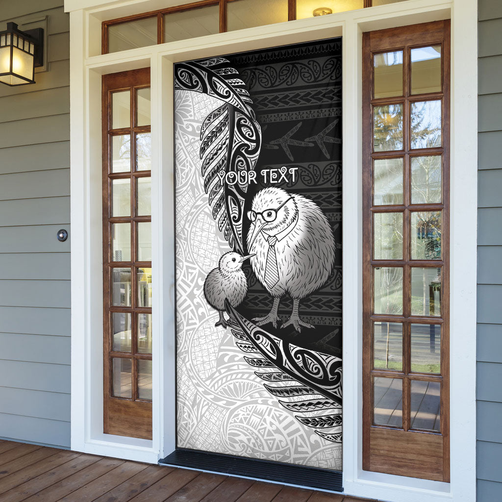 Personalised New Zealand Father's Day Door Cover Papa Kiwi Bird Tribal Pattern DT05 - Polynesian Pride
