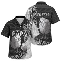 Personalised New Zealand Father's Day Family Matching Long Sleeve Bodycon Dress and Hawaiian Shirt Papa Kiwi Bird Tribal Pattern DT05 Son's Shirt Black - Polynesian Pride