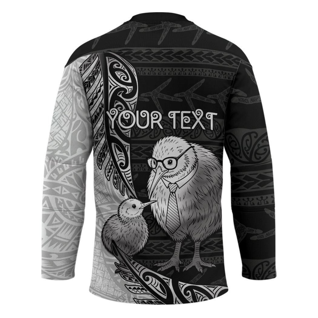 Personalised New Zealand Father's Day Hockey Jersey Papa Kiwi Bird Tribal Pattern DT05 - Polynesian Pride