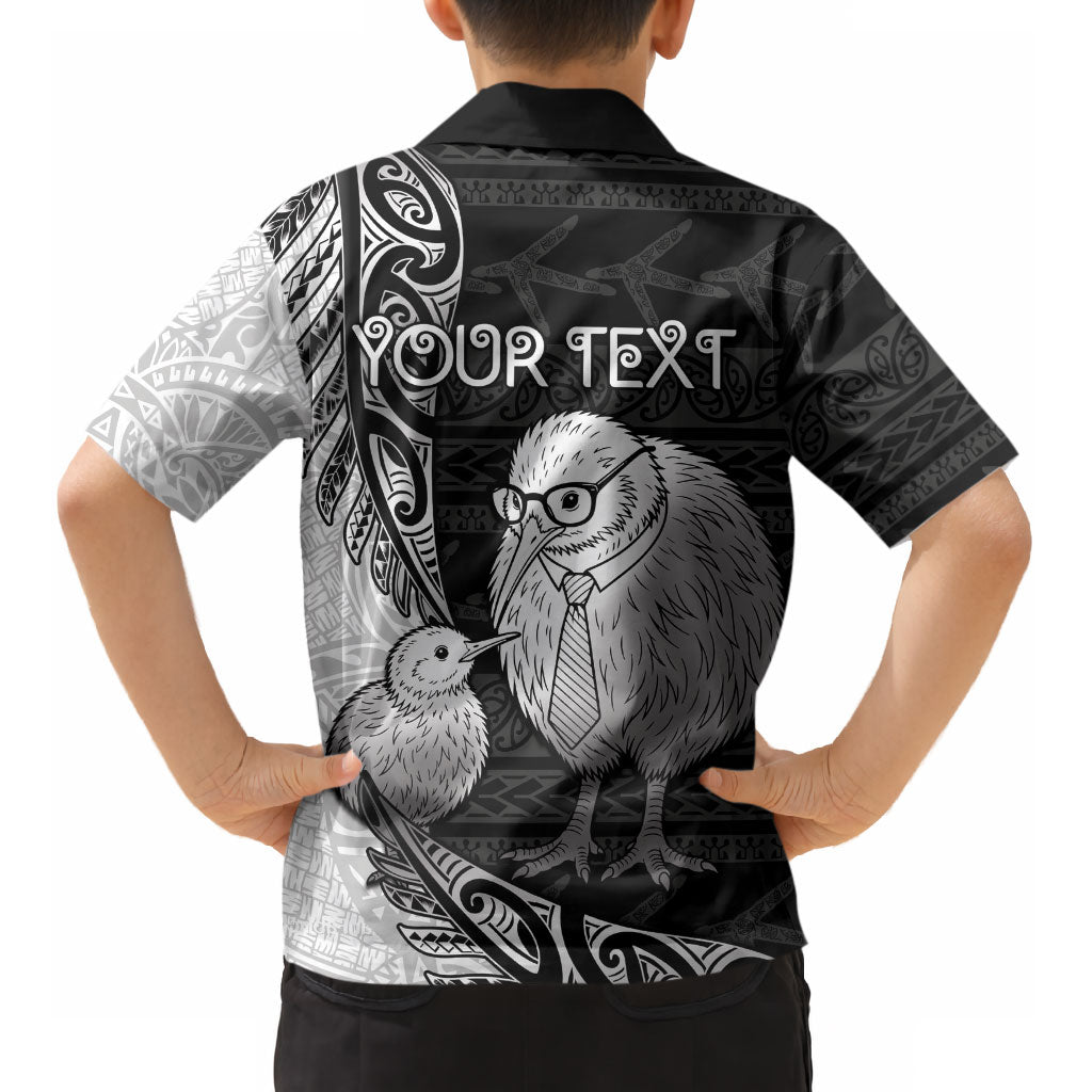 Personalised New Zealand Father's Day Kid Hawaiian Shirt Papa Kiwi Bird Tribal Pattern DT05 - Polynesian Pride