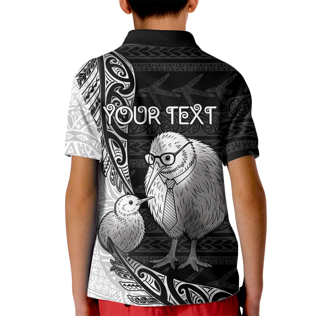 Personalised New Zealand Father's Day Kid Polo Shirt Papa Kiwi Bird Tribal Pattern DT05 - Polynesian Pride