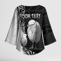 Personalised New Zealand Father's Day Kimono Sleeve Blouse Papa Kiwi Bird Tribal Pattern DT05 - Polynesian Pride