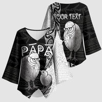 Personalised New Zealand Father's Day Kimono Sleeve Blouse Papa Kiwi Bird Tribal Pattern DT05 - Polynesian Pride