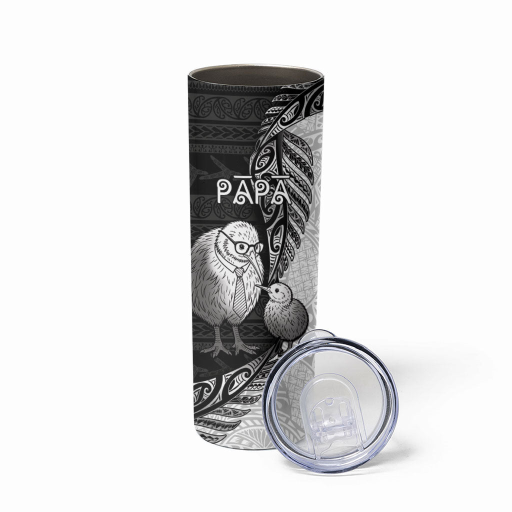 Personalised New Zealand Father's Day Skinny Tumbler Papa Kiwi Bird Tribal Pattern DT05 - Polynesian Pride