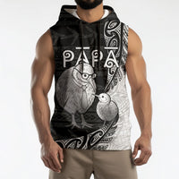 Personalised New Zealand Father's Day Sleeveless Hoodie Papa Kiwi Bird Tribal Pattern DT05 - Polynesian Pride