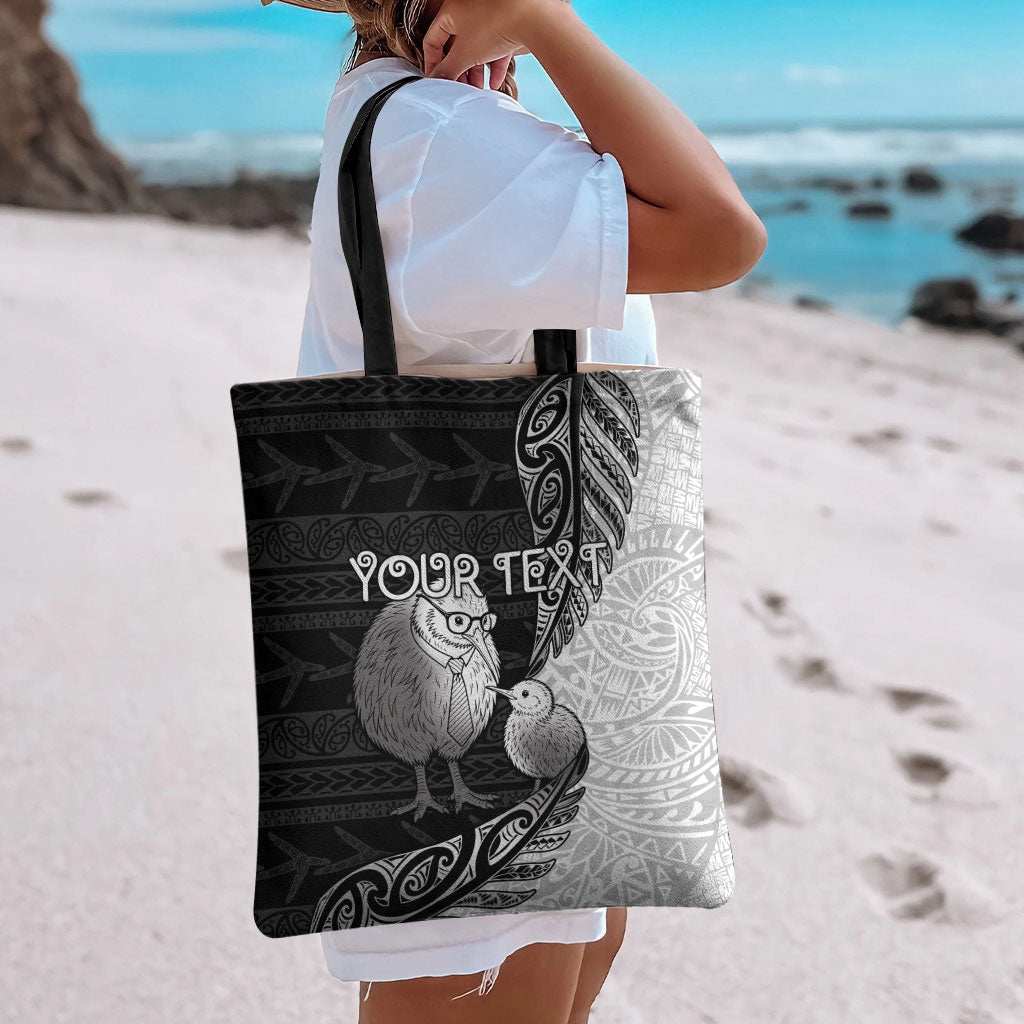 Personalised New Zealand Father's Day Tote Bag Papa Kiwi Bird Tribal Pattern DT05 - Polynesian Pride