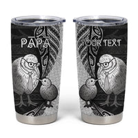 Personalised New Zealand Father's Day Tumbler Cup Papa Kiwi Bird Tribal Pattern DT05 Black - Polynesian Pride