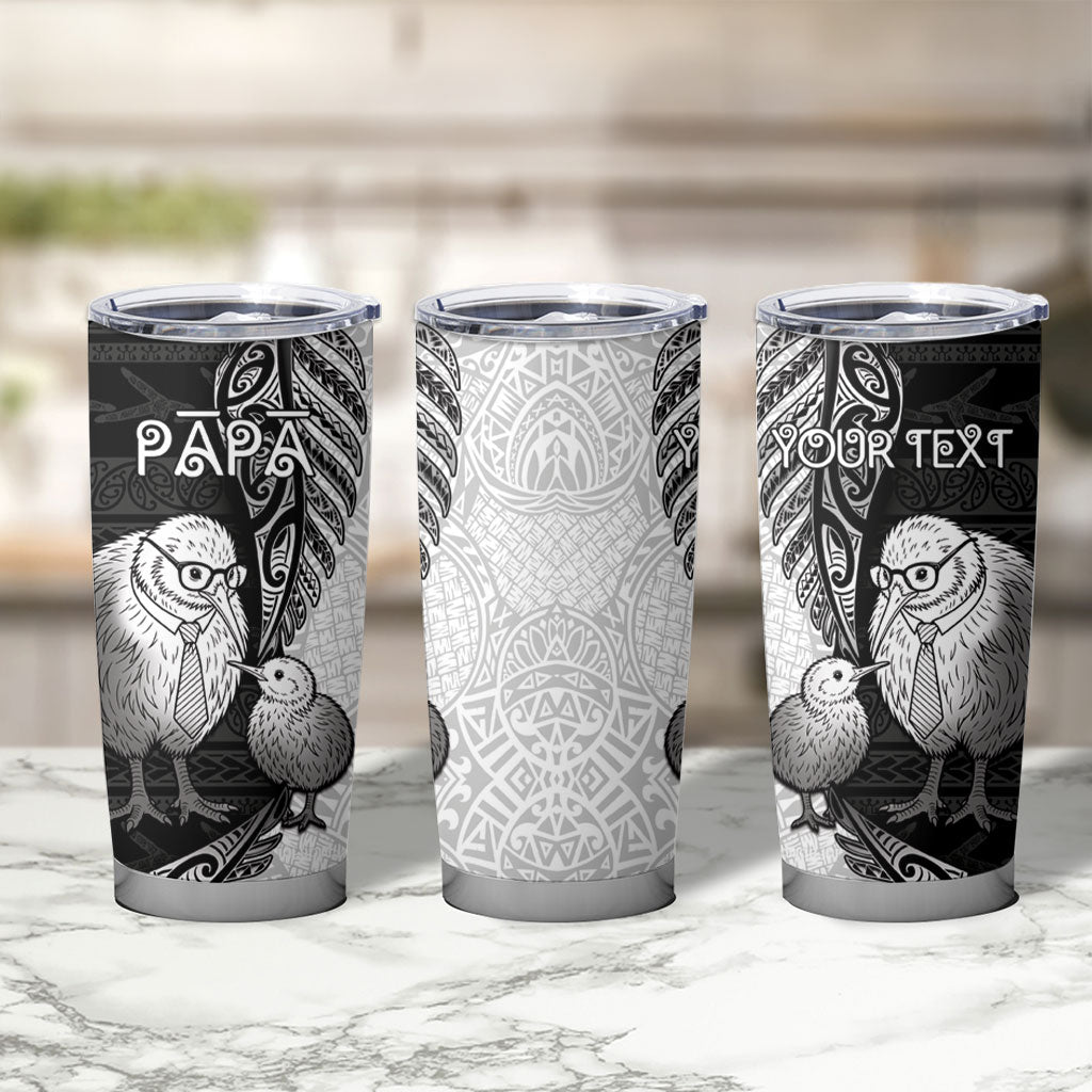 Personalised New Zealand Father's Day Tumbler Cup Papa Kiwi Bird Tribal Pattern DT05 - Polynesian Pride