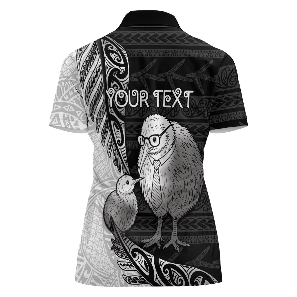 Personalised New Zealand Father's Day Women Polo Shirt Papa Kiwi Bird Tribal Pattern DT05 - Polynesian Pride