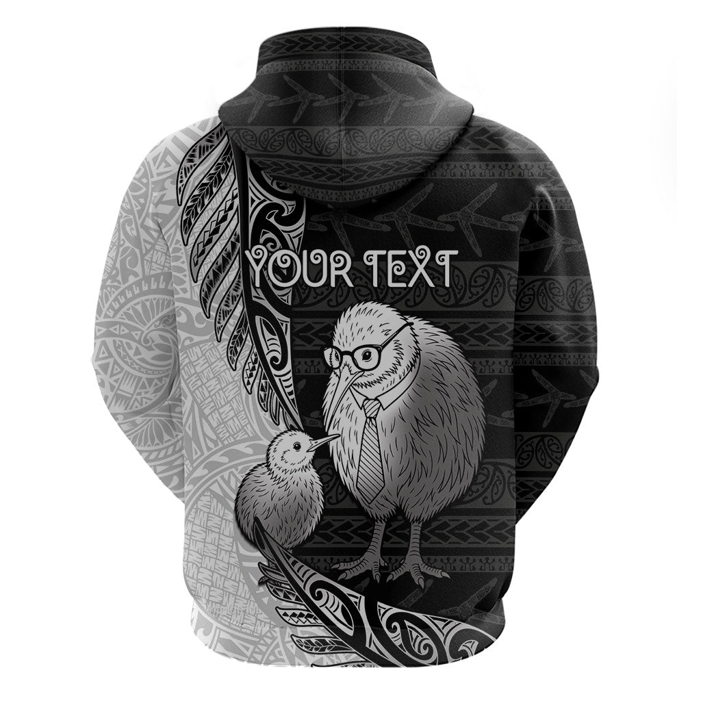 Personalised New Zealand Father's Day Zip Hoodie Papa Kiwi Bird Tribal Pattern DT05 - Polynesian Pride