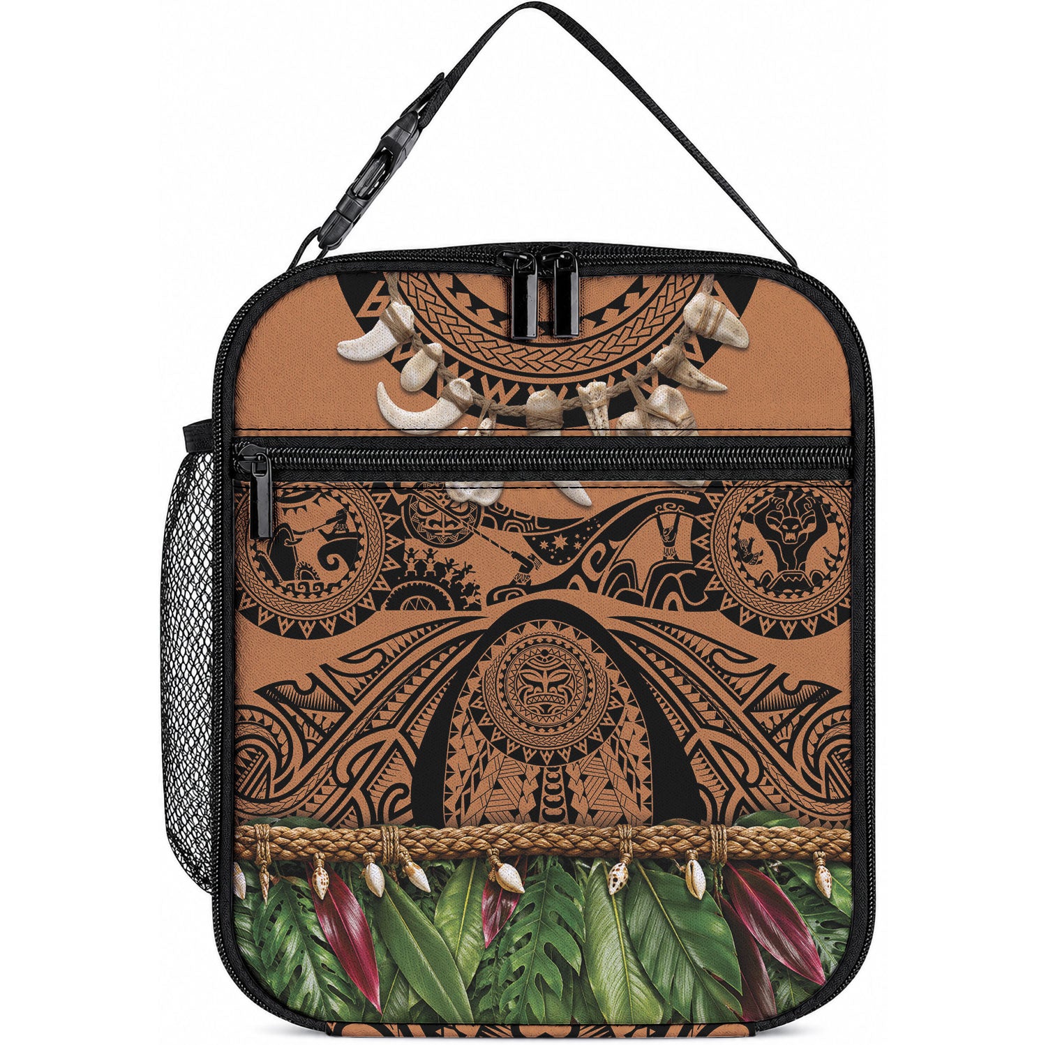 Polynesia Maui Tattoo Inspired Lunch Bag Tropical Leaf Skirt Costume DT05 10.2 × 8.3 × 4.3 inch Beige - Polynesian Pride