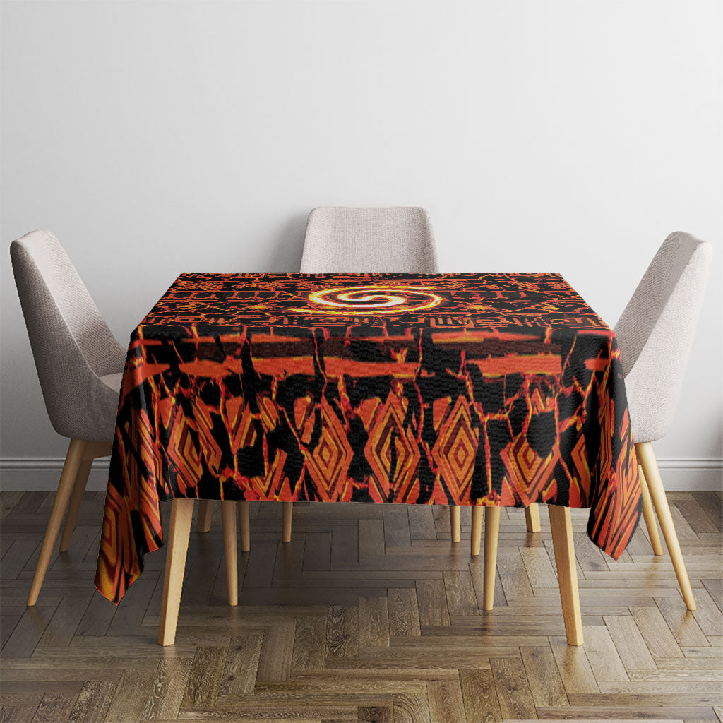 Polynesia Lava Monster Cosplay Tablecloth Fiery Glowing Volcano Crack Pattern